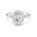 Gold Ring DDLR-338, Oval center stone, White Gold, view 4