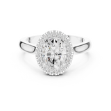 Gold Ring DDLR-338, Oval center stone, White Gold, view 4