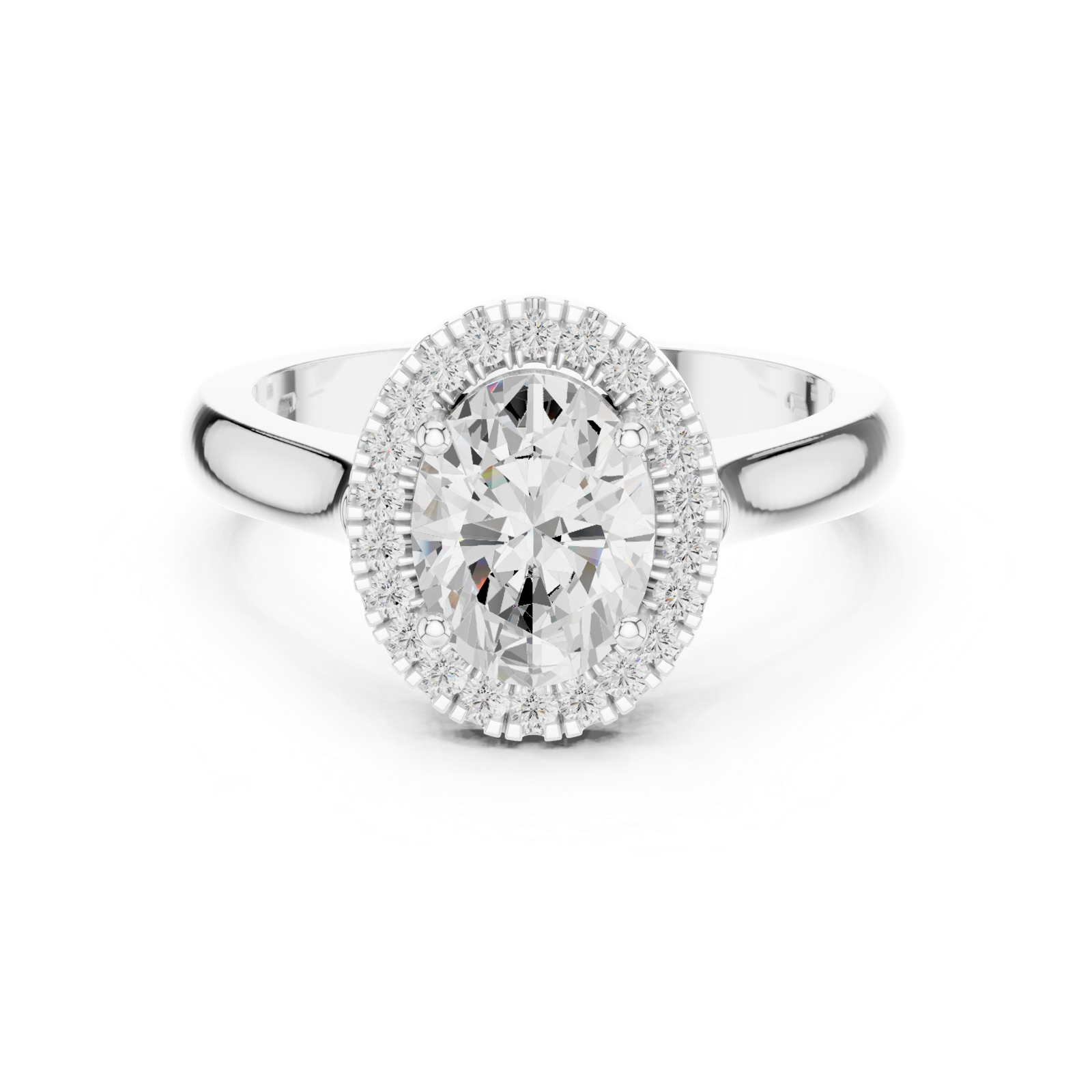 Gold Ring DDLR-338, Oval center stone, White Gold, view 4