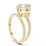 Gold Jewelry L35-39, Round center stone, Yellow Gold, view 1