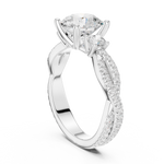 Gold Ring DDLR-281, Round center stone, White Gold, view 1