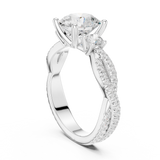 Gold Ring DDLR-281, Round center stone, White Gold, view 1