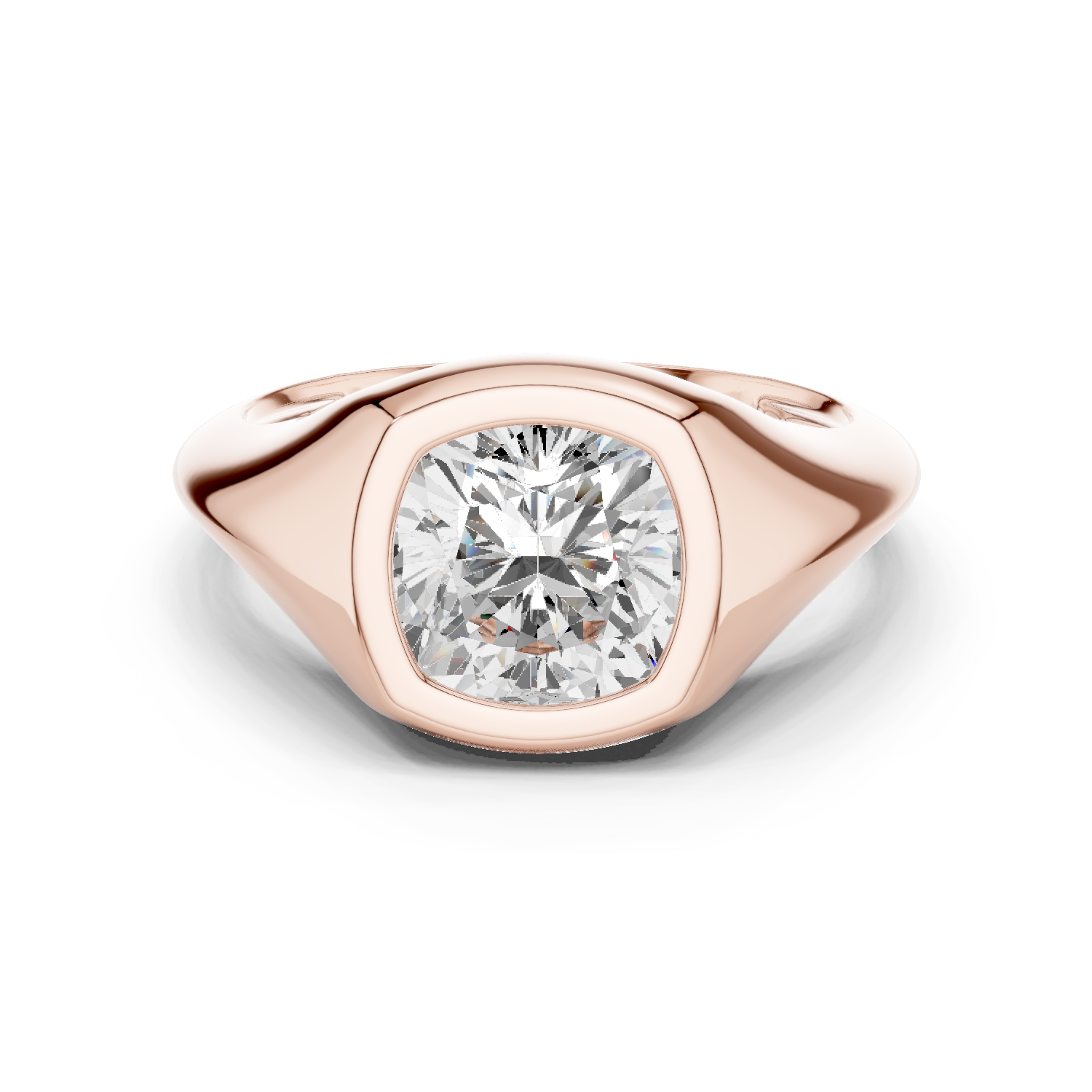 Gold Jewelry L36-4, Cushion center stone, Rose Gold