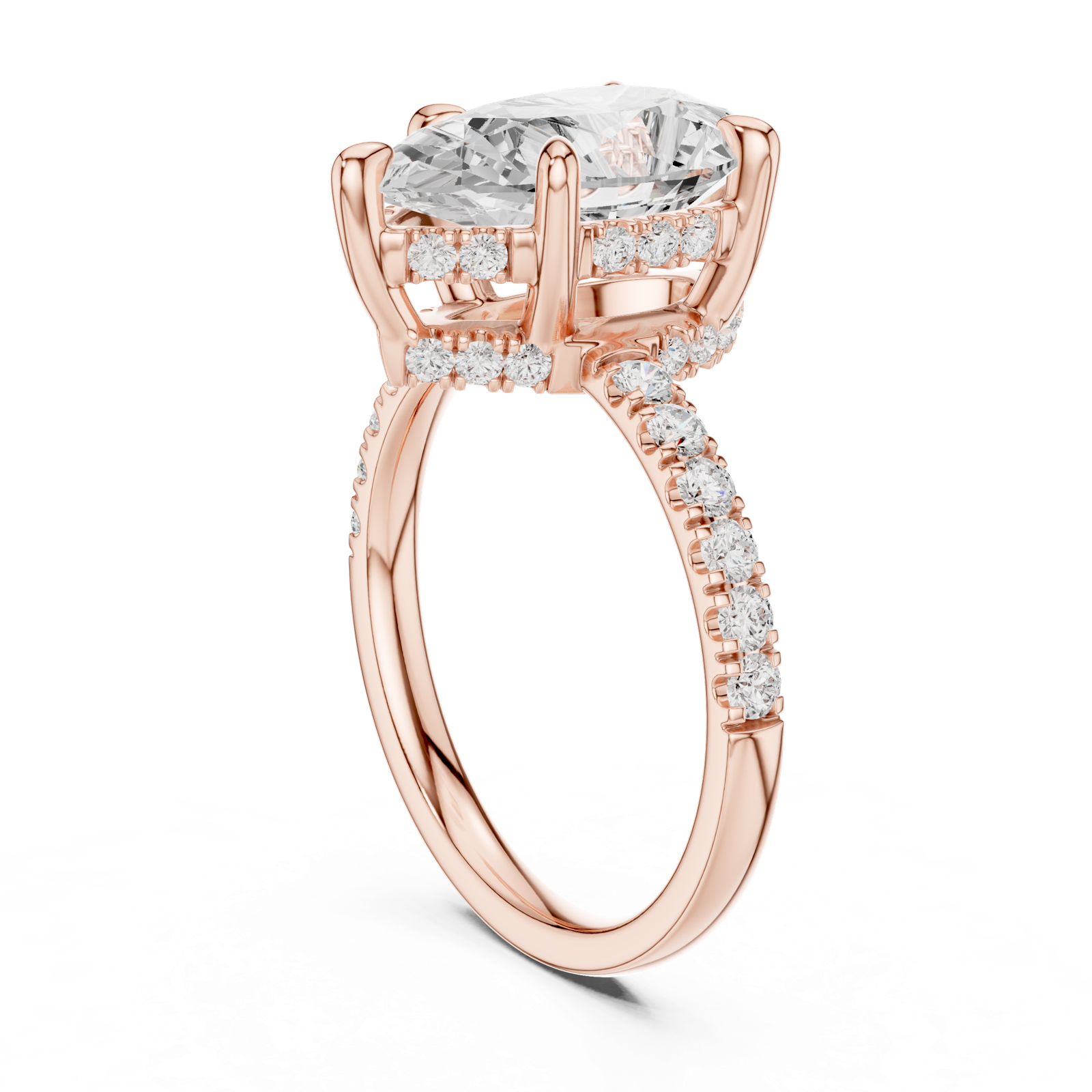 Gold Ring DDLR-259, Pear center stone, Rose Gold, view 1