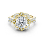 Gold Ring, Cushion center stone, Yellow Gold