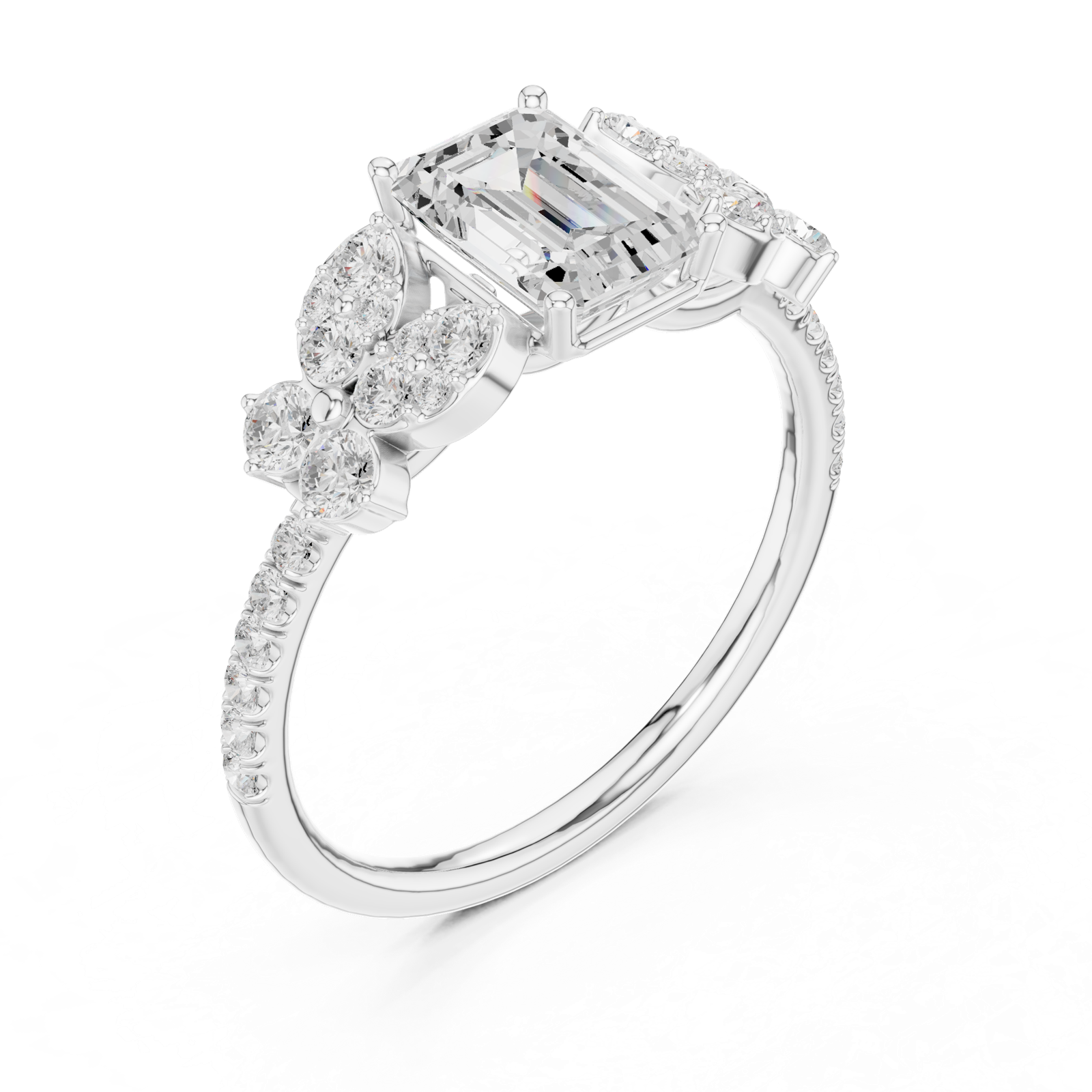 Gold Ring DDLR-1069, White Gold, view 2