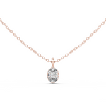 14K Solid Gold Lab Diamond Solitaire Pendant Necklace, Rose Gold