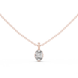 14K Solid Gold Lab Diamond Solitaire Pendant Necklace, Rose Gold