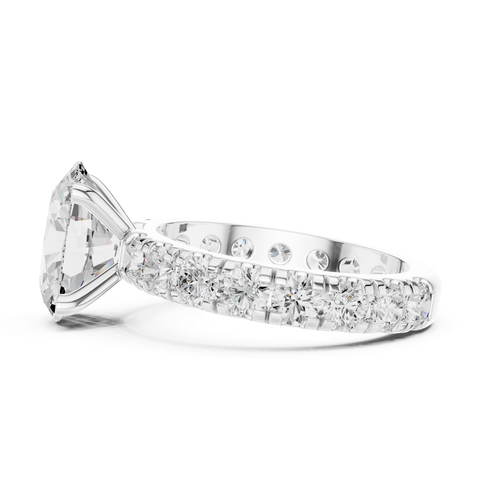 Gold Jewelry L35-63, Oval center stone, White Gold, view 3