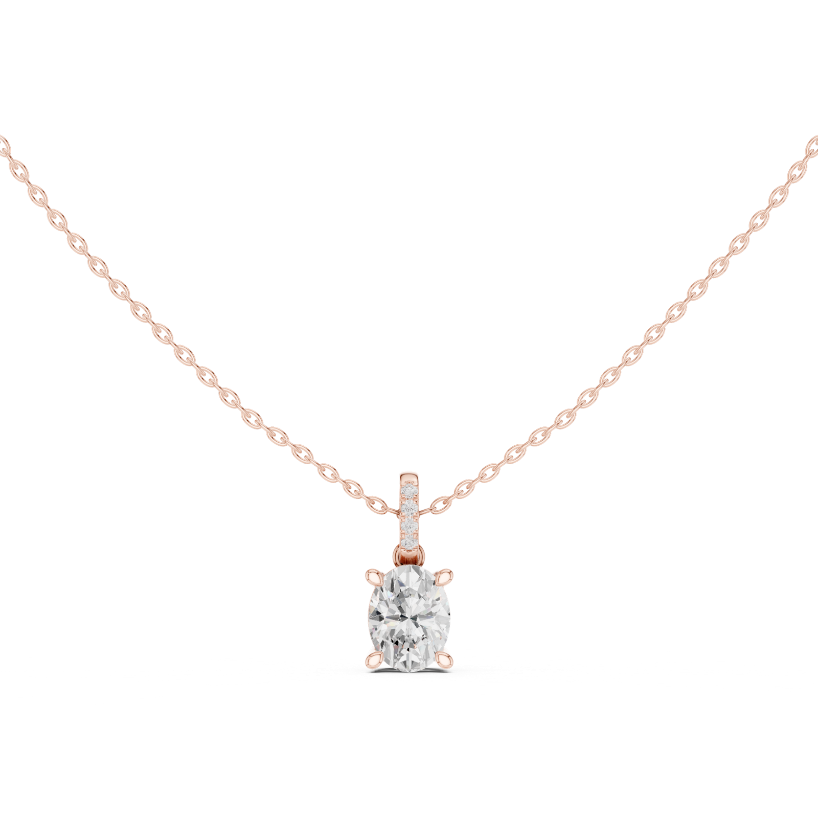 Gold Jewelry DDPO-009, Oval center stone, Rose Gold, view 4