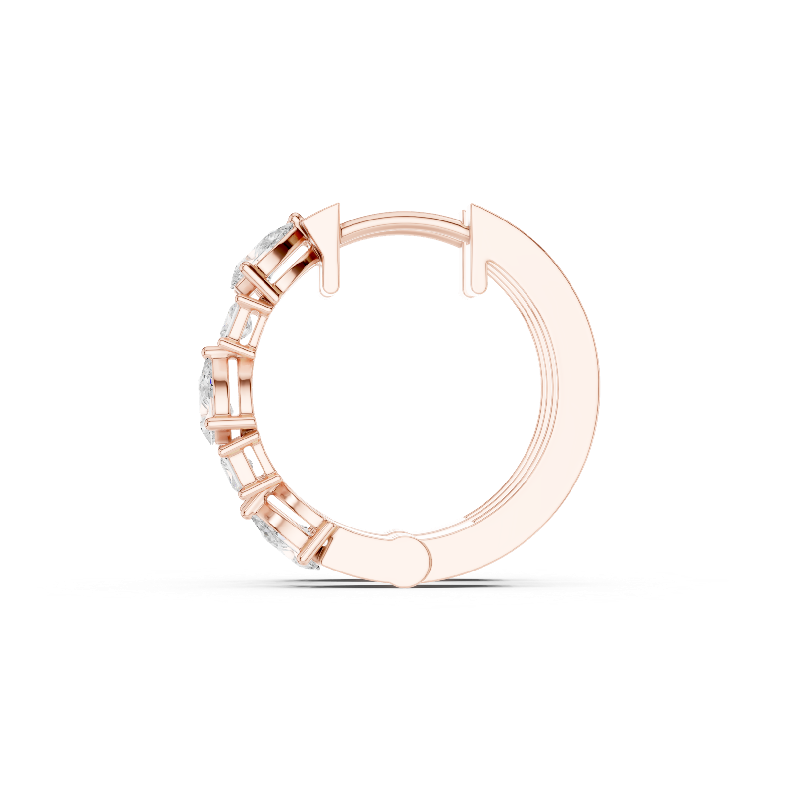14K Solid Gold Lab Diamond Hoop Earrings, Rose Gold, view 3
