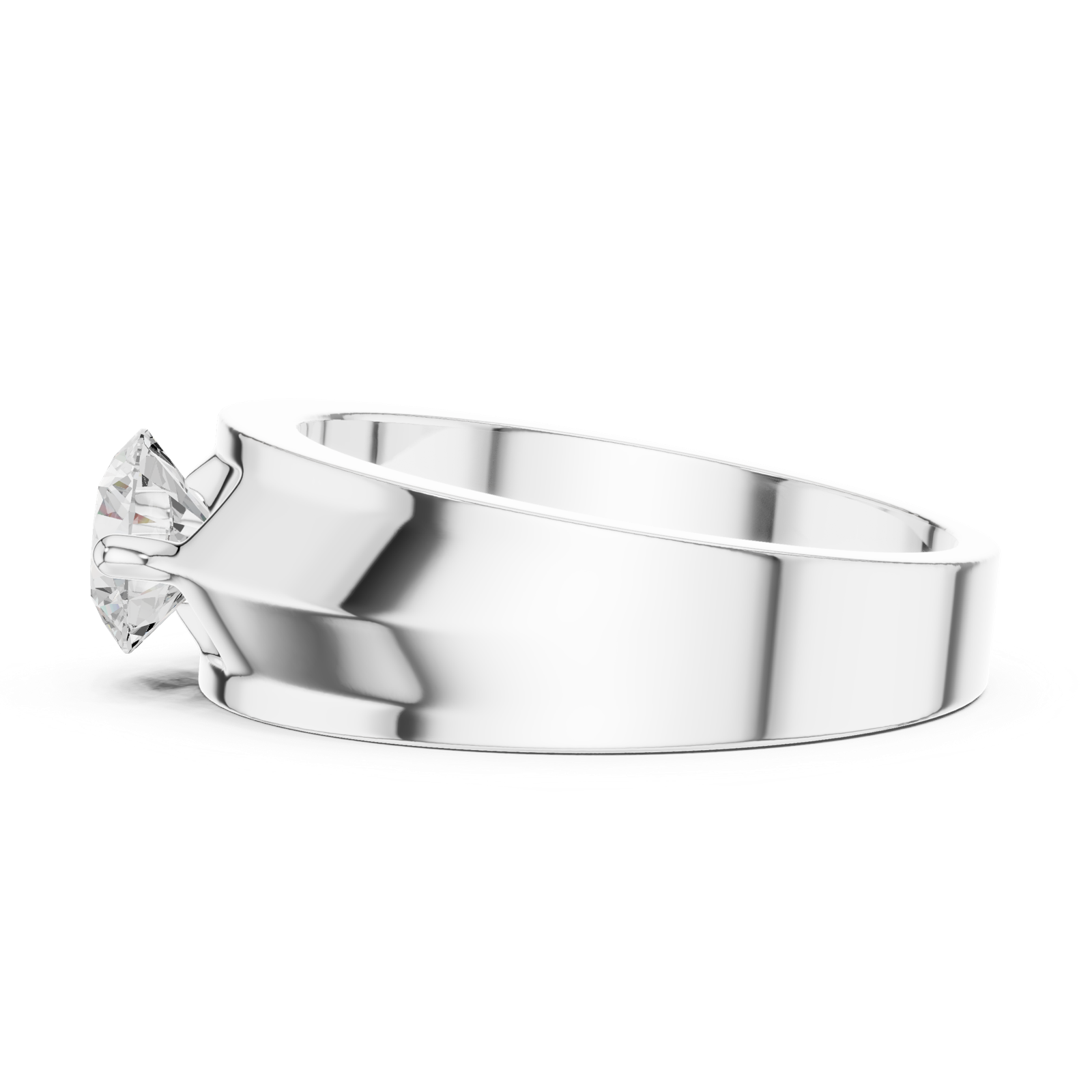 14K Solid Gold Lab Diamond Signet Ring, White Gold, view 3