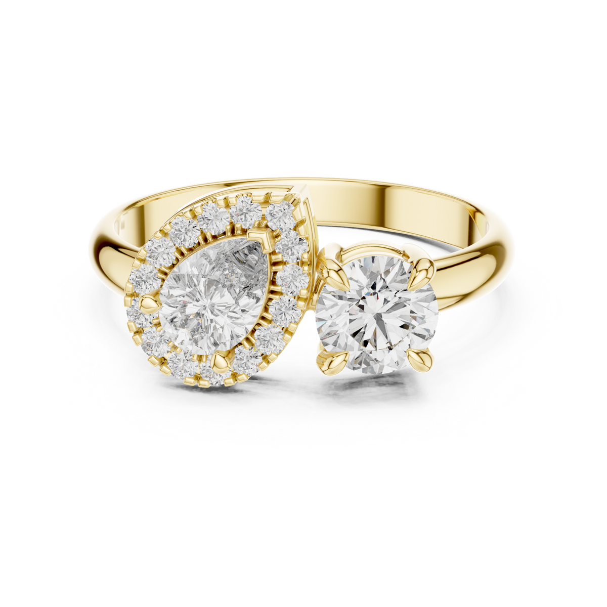 14K Solid Gold Lab Diamond Cluster Ring, Yellow Gold