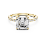 Gold Jewelry, Asscher center stone, Yellow Gold, view 4