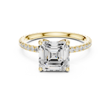 Gold Jewelry, Asscher center stone, Yellow Gold, view 4