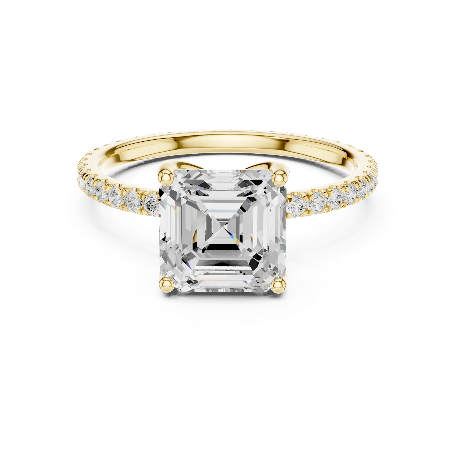 Gold Jewelry, Asscher center stone, Yellow Gold, view 4