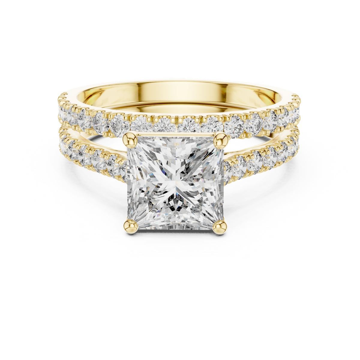 14K Solid Gold Lab Diamond Solitaire Ring, Yellow Gold