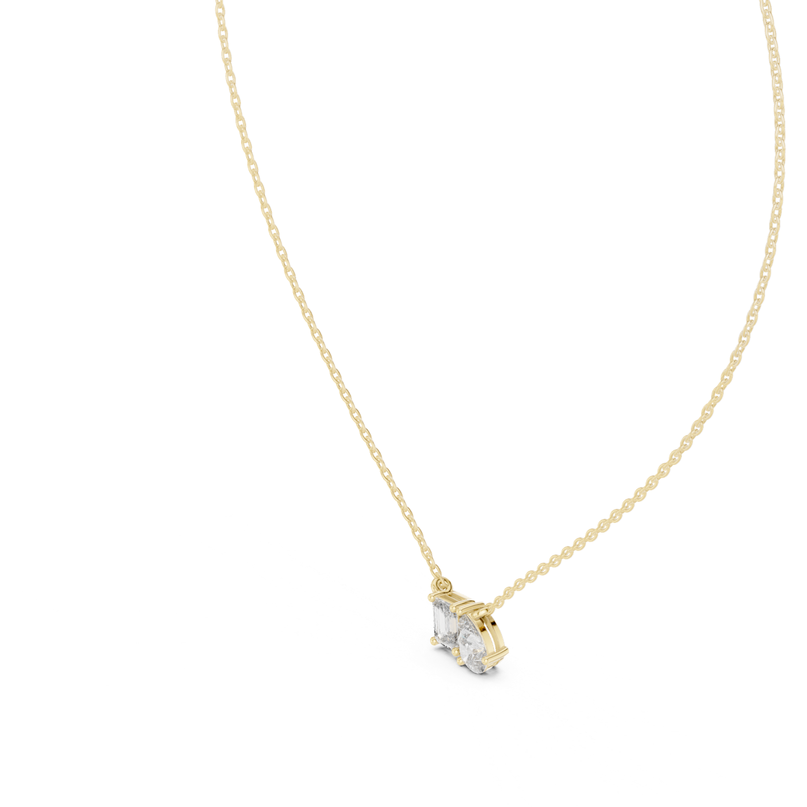 14K Solid Gold Lab Diamond Pendant Necklace, Yellow Gold, view 2