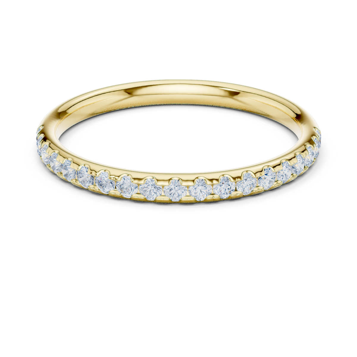 14K Solid Gold Lab Diamond Band Ring, Yellow Gold