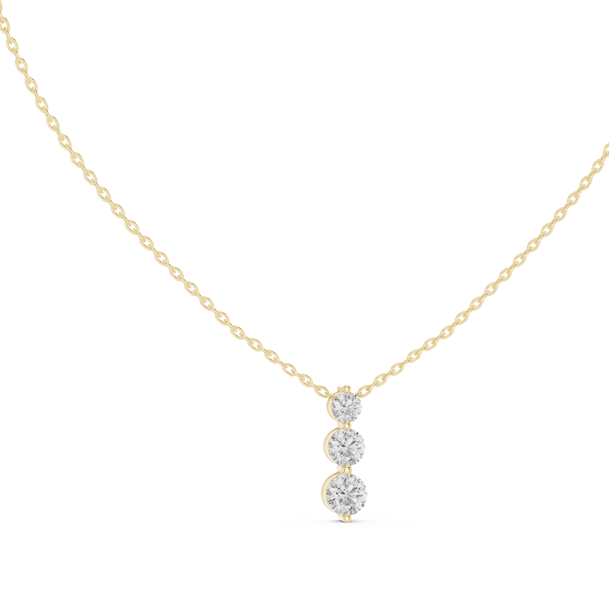 14K Solid Gold Lab Diamond Pendant Necklace, Yellow Gold, view 1