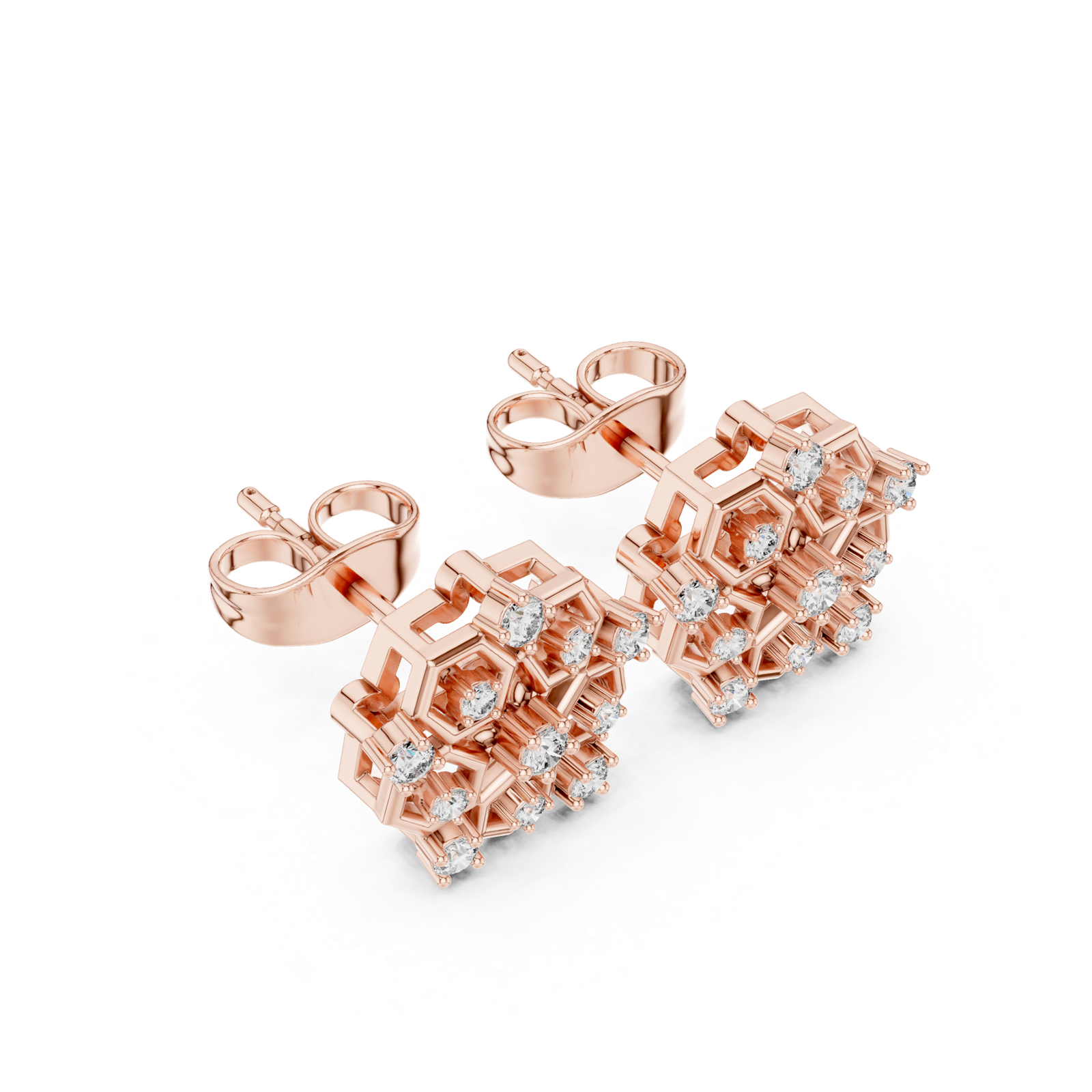 Gold Earrings AGDER-299-RPT, Rose Gold, view 2