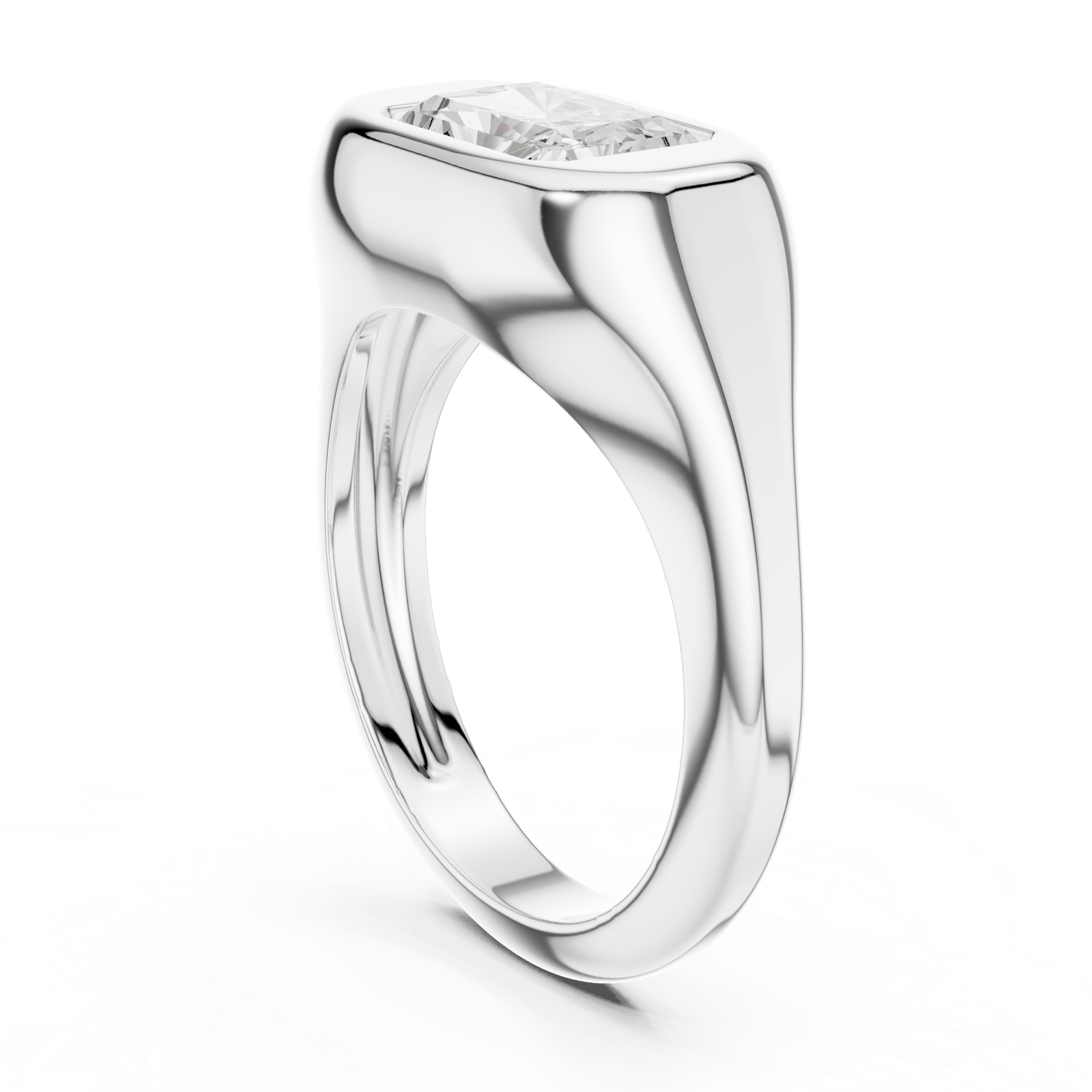 Gold Jewelry L36-4, Radiant center stone, White Gold, view 1
