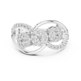 14K Solid Gold Lab Diamond Infinity Cluster Ring, White Gold