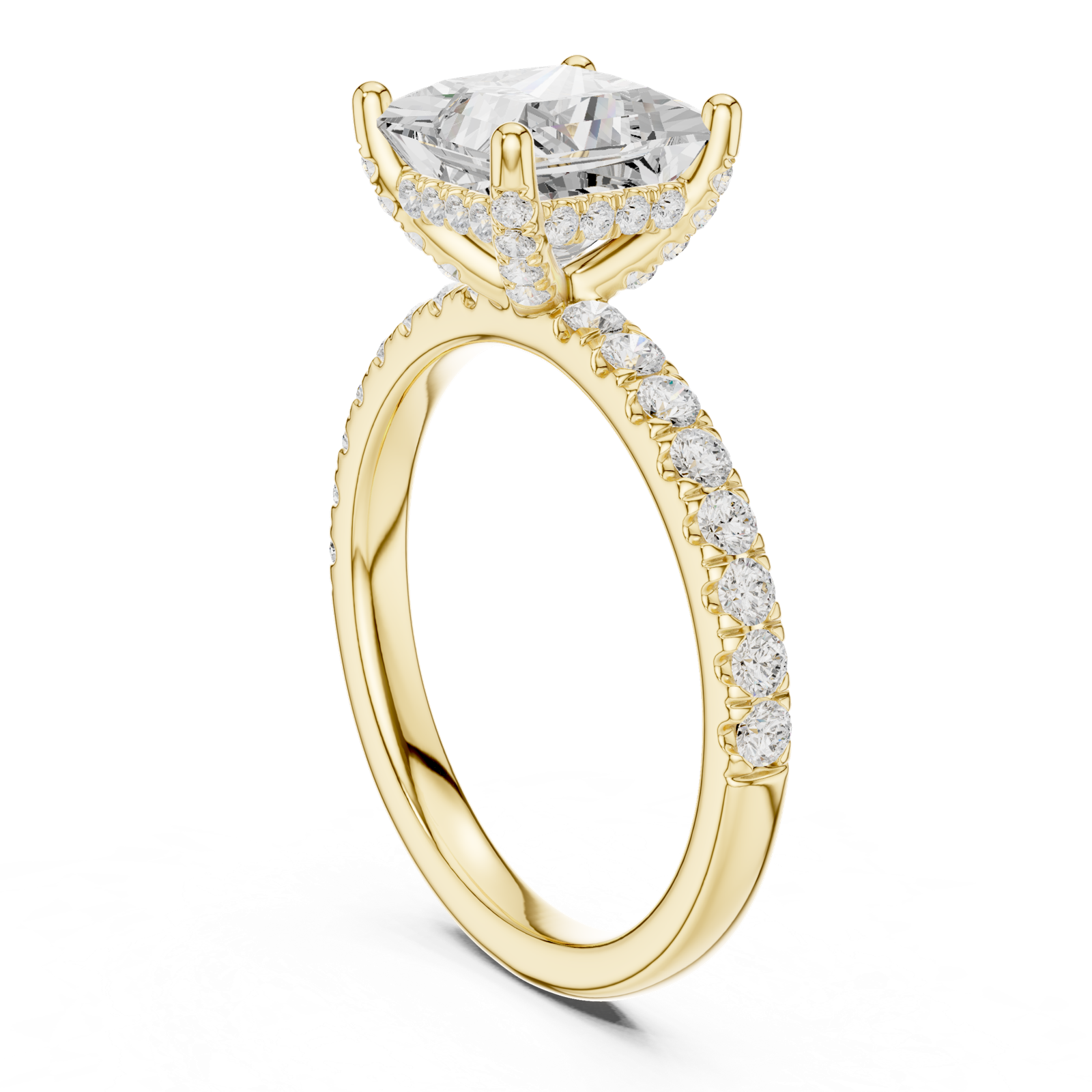 Gold Ring DDLR-161, Princess center stone, Yellow Gold, view 1