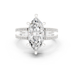 Gold Jewelry L36-13, Marquise center stone, White Gold