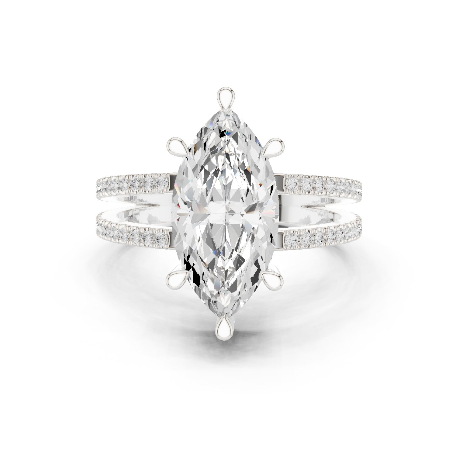 Gold Jewelry L36-13, Marquise center stone, White Gold