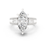 Gold Jewelry L36-13, Marquise center stone, White Gold