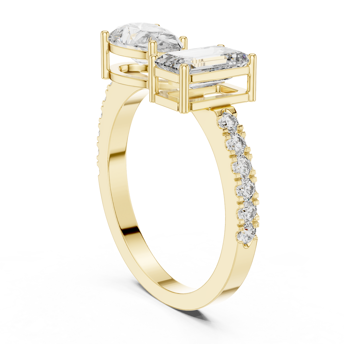 14K Solid Gold Lab Diamond Crossover Ring, Yellow Gold, view 1