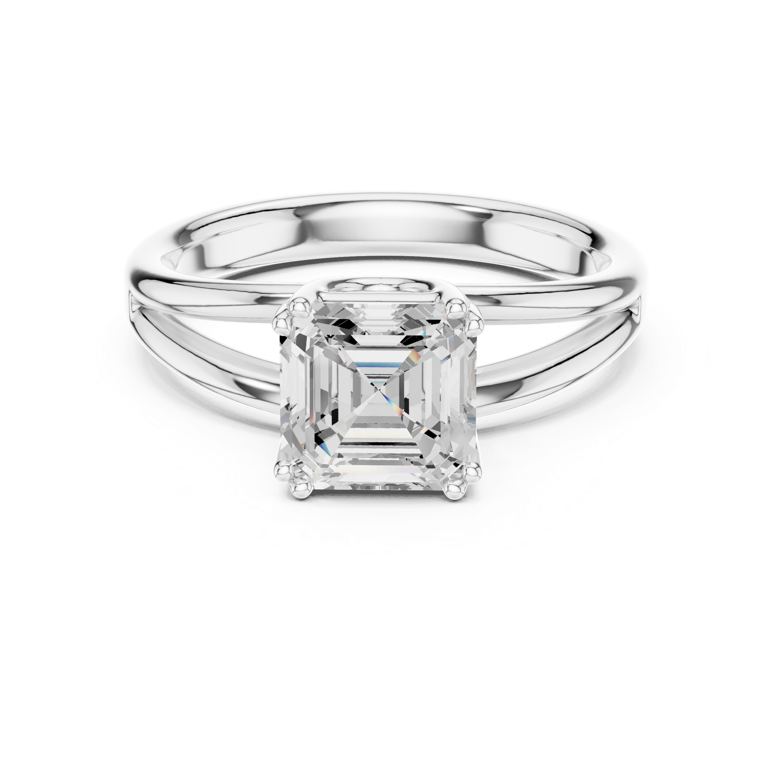 Gold Jewelry L36-7, Asscher center stone, White Gold, view 4