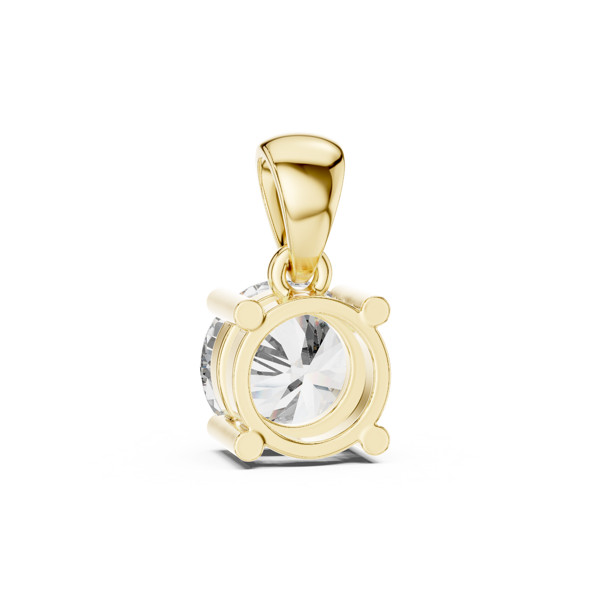 14K Solid Gold Lab Diamond Solitaire Pendant Necklace, Yellow Gold