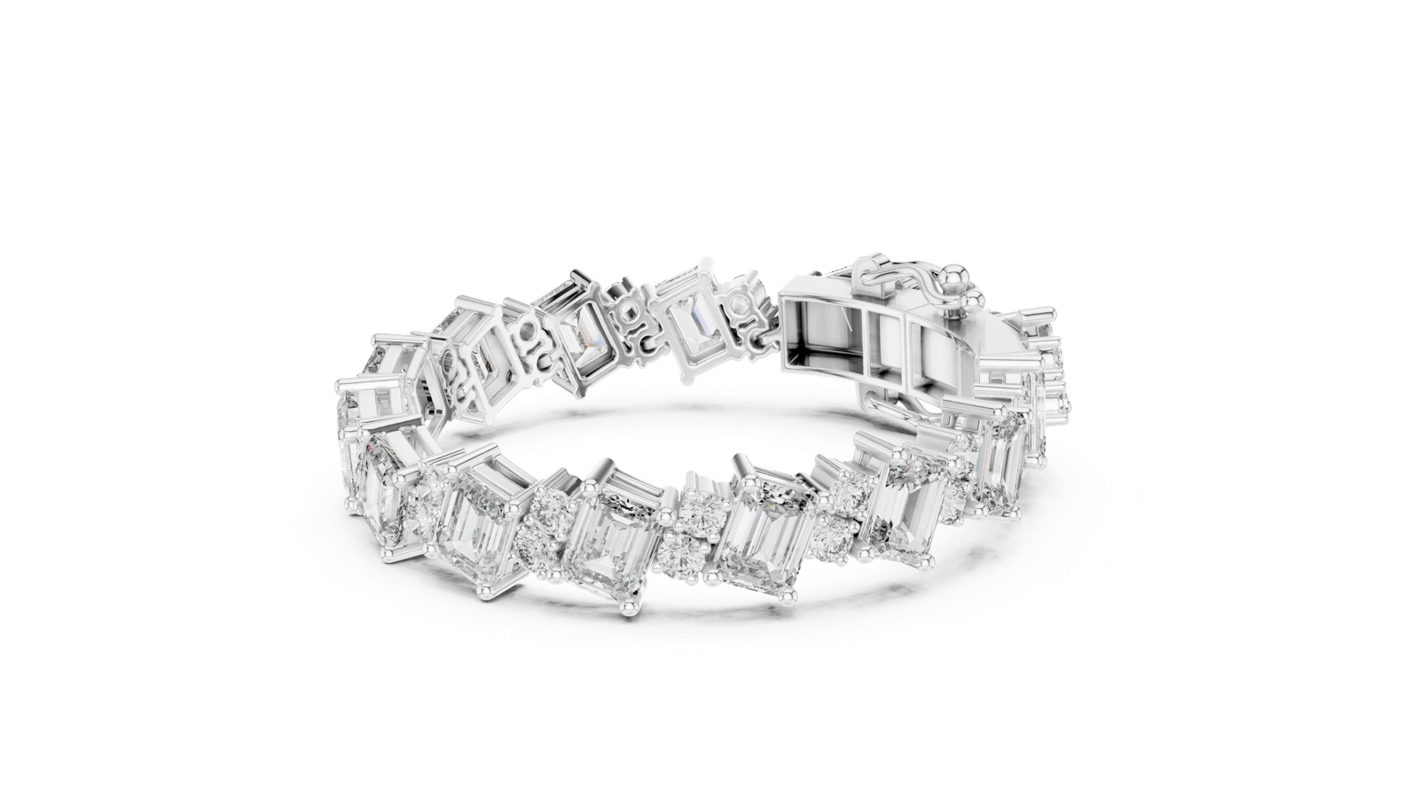 14K Solid Gold Lab Diamond Bracelet, White Gold, view 1