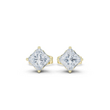 14K Solid Gold Lab Diamond Stud Earrings, Yellow Gold