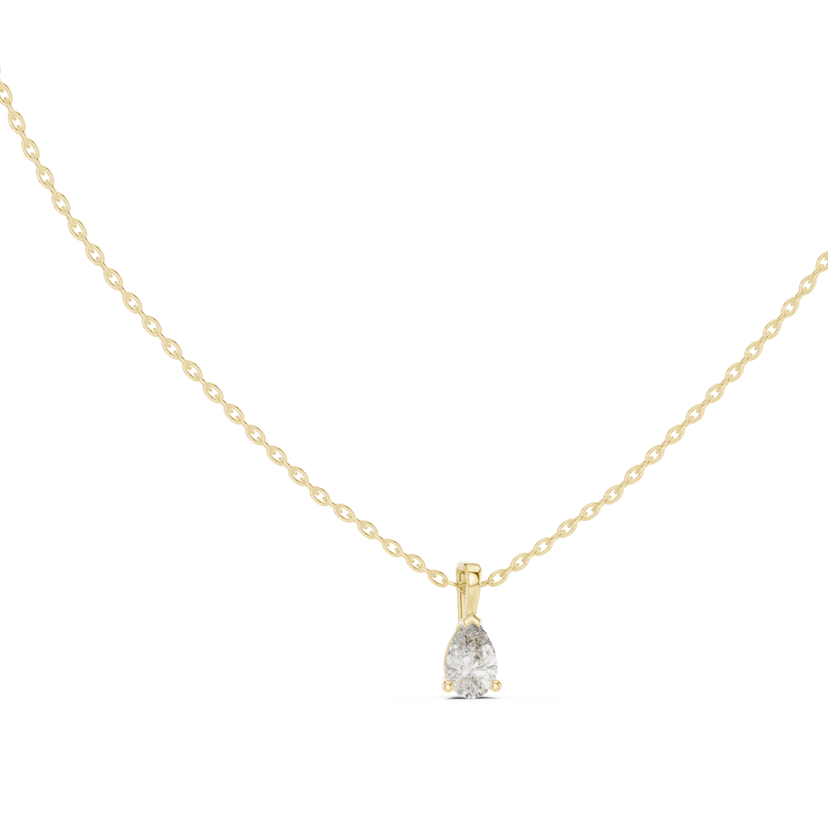 14K Solid Gold Lab Diamond Solitaire Pendant Necklace, Yellow Gold, view 1