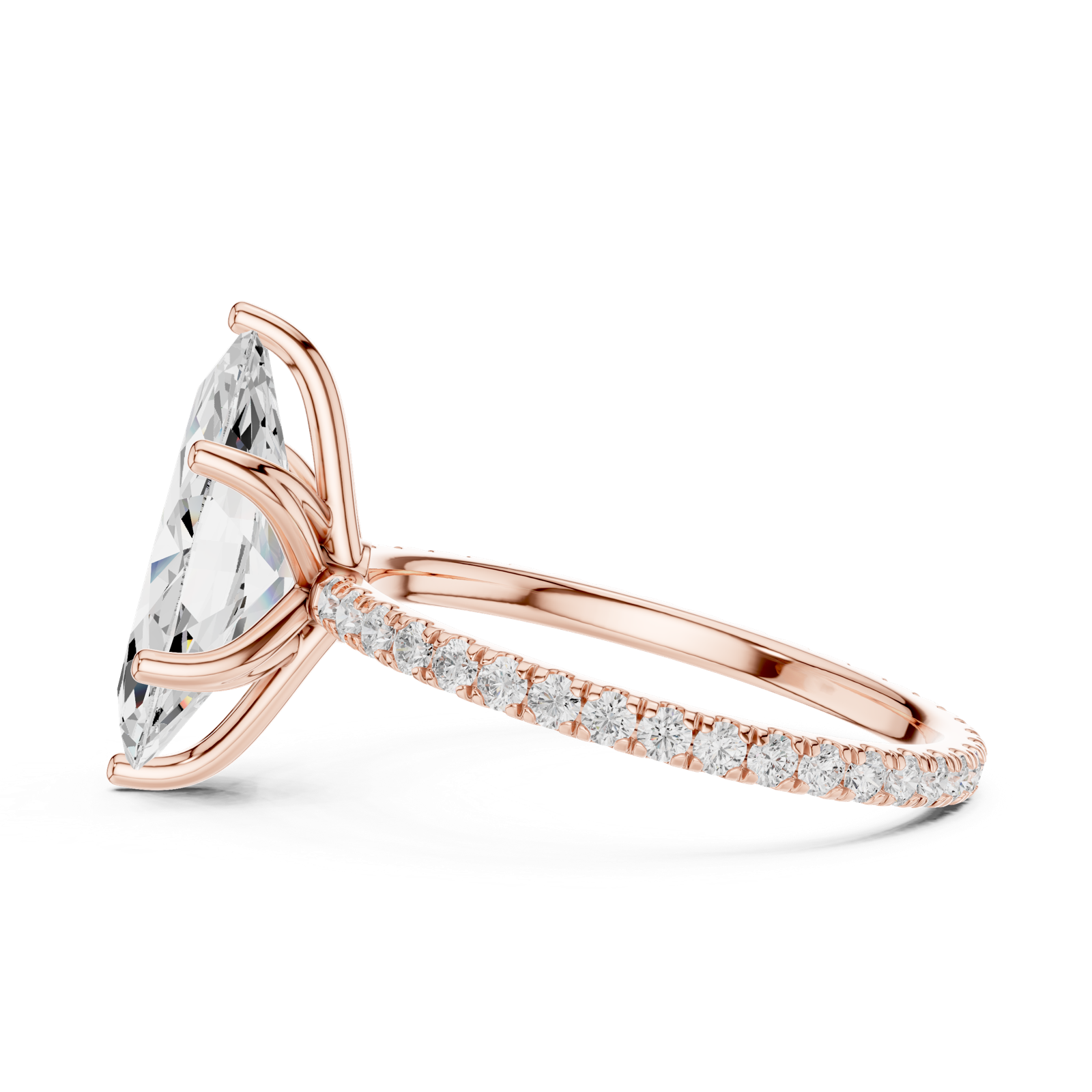 Gold Jewelry L36-16, Marquise center stone, Rose Gold, view 3