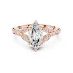 Gold Ring DDLR-257, Marquise center stone, Rose Gold, view 4