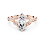 Gold Ring DDLR-257, Marquise center stone, Rose Gold, view 4
