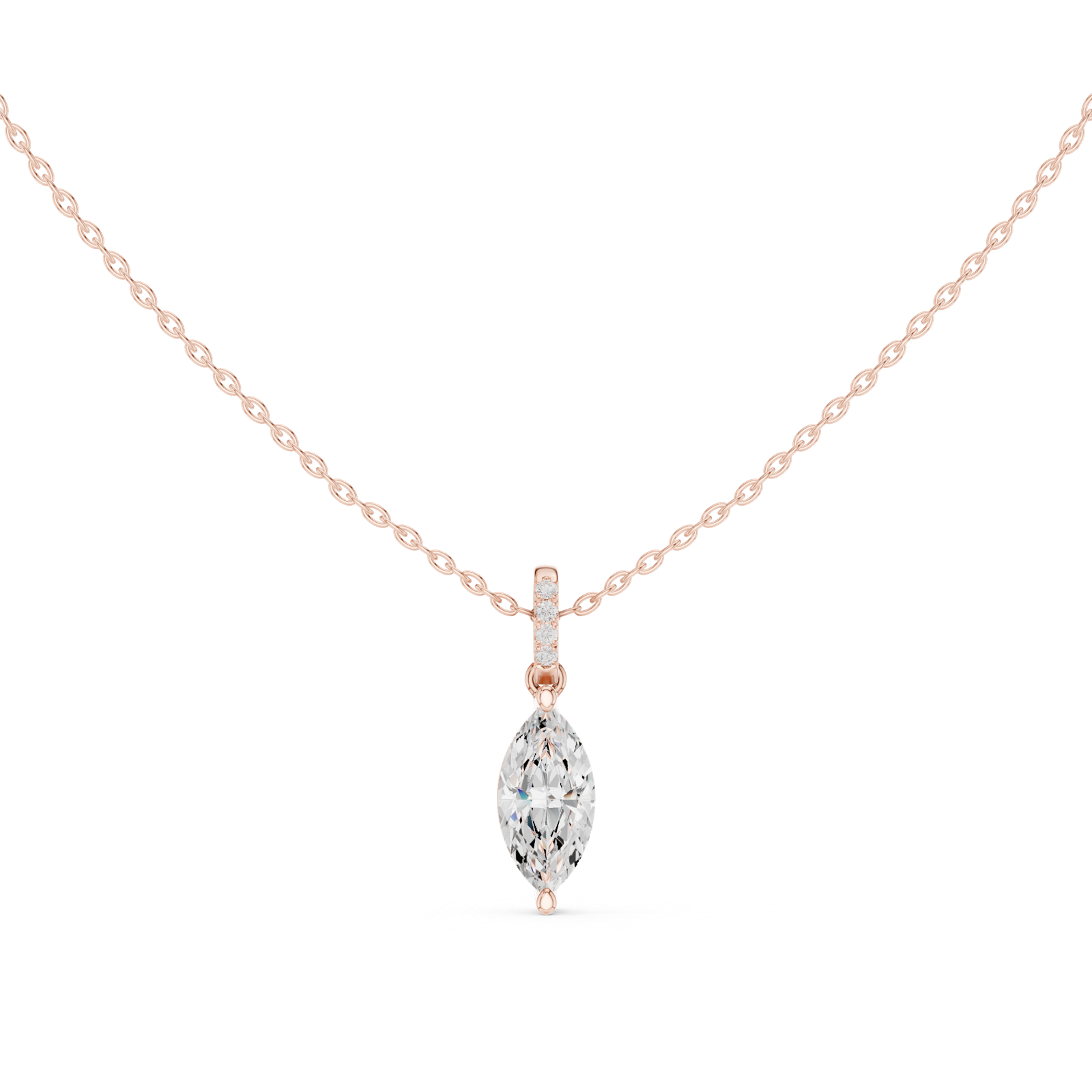 Gold Jewelry DDPO-009, Marquise center stone, Rose Gold, view 4