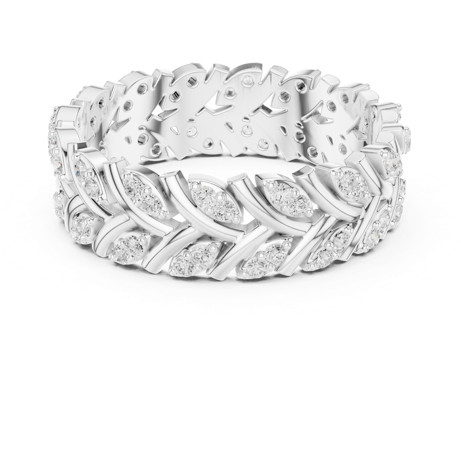 Gold Ring R35, White Gold, view 4
