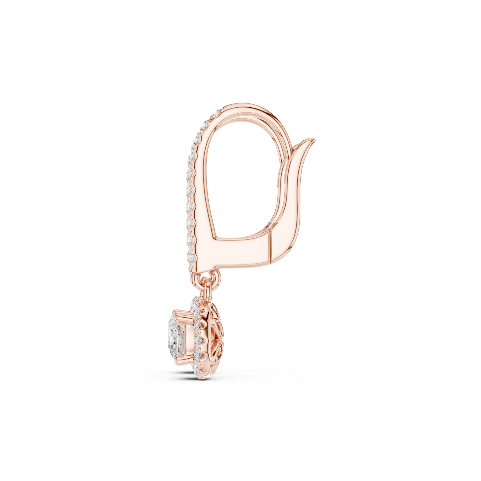 Gold Jewelry DDER-034, Cushion center stone, Rose Gold, view 3