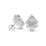 14K Solid Gold Lab Diamond Cluster Earrings, White Gold, view 1
