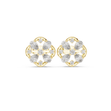 14K Solid Gold Lab Diamond Clover Cluster Earrings, Yellow Gold