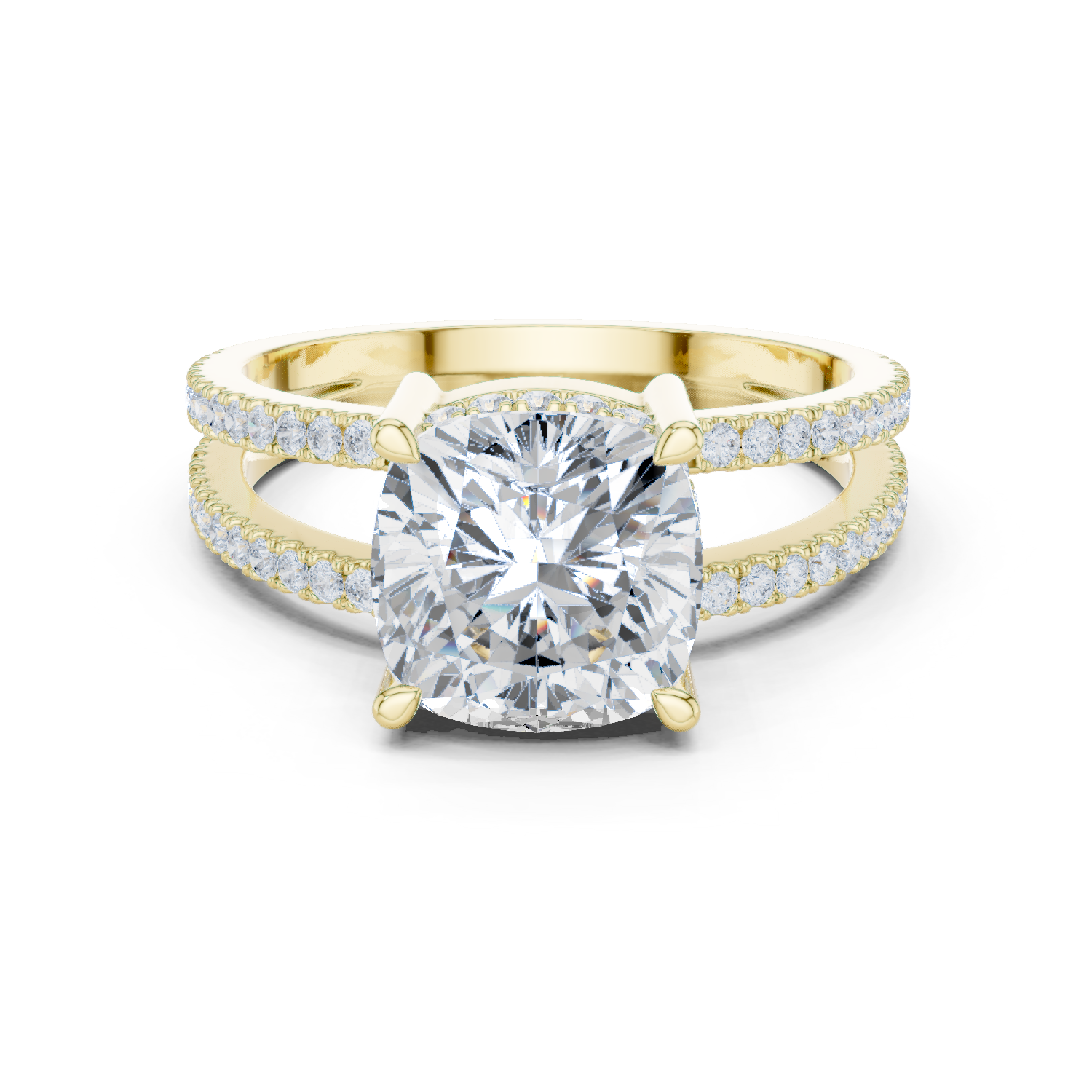 Gold Jewelry, Cushion center stone, Yellow Gold