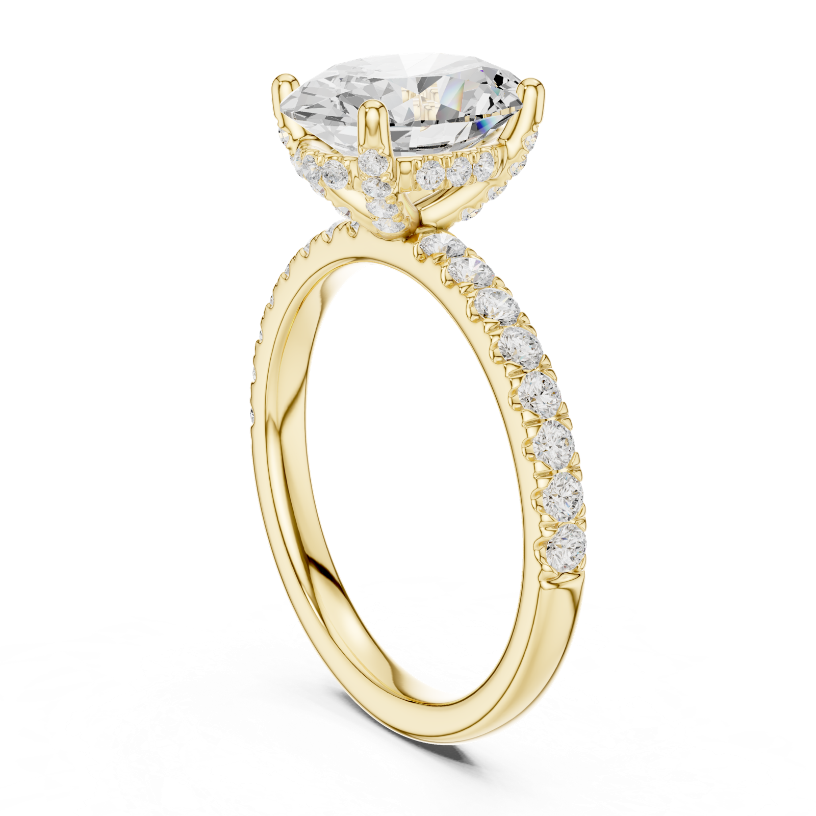 Gold Ring DDLR-161, Oval center stone, Yellow Gold, view 1