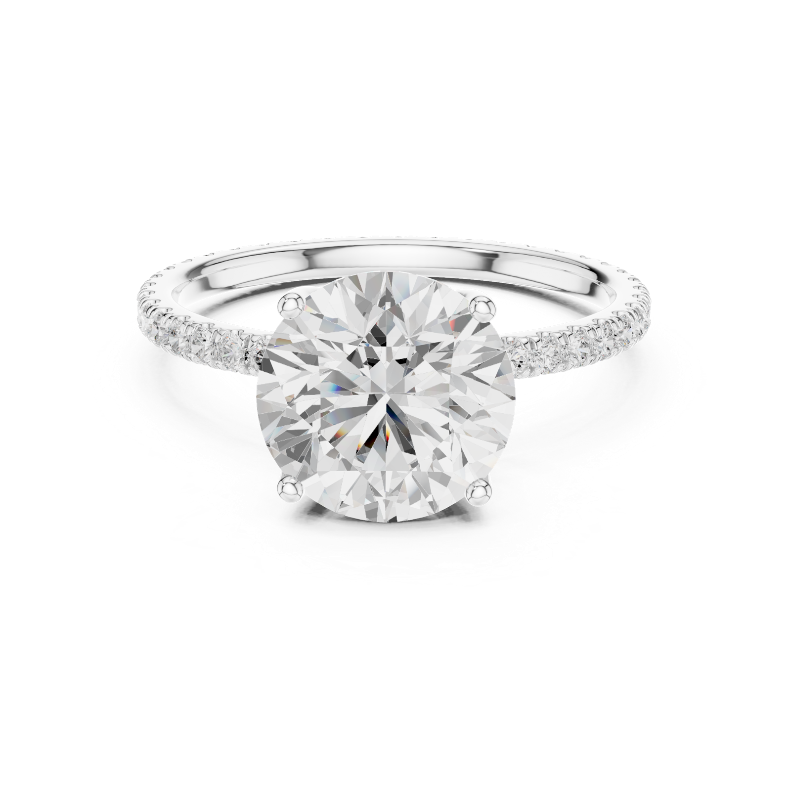 Gold Jewelry L36-16, Round center stone, White Gold, view 4