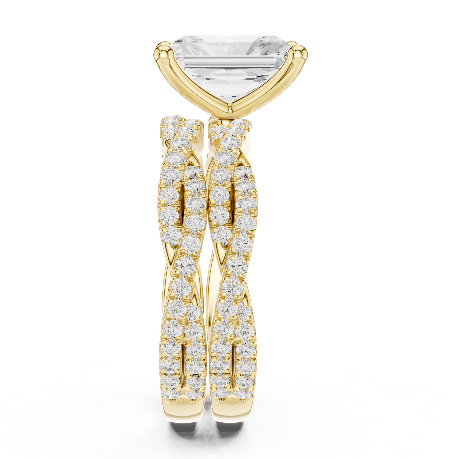 Gold Ring DDLR-300, Radiant center stone, Yellow Gold, view 3