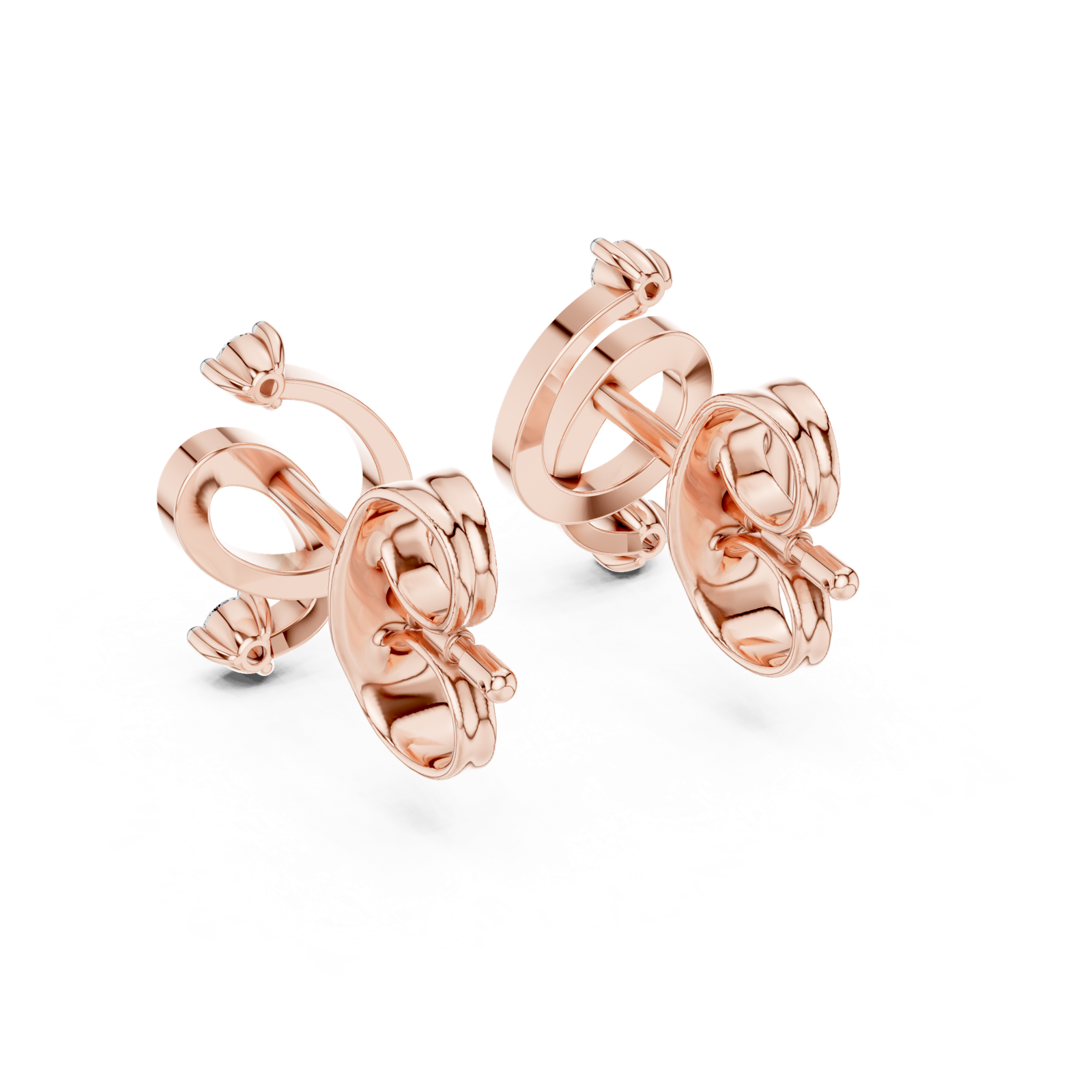 Gold Earrings 12-10002@E, Rose Gold, view 3